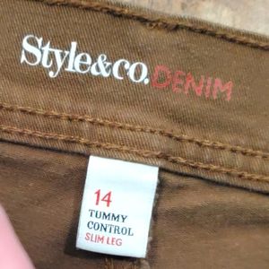 Style & Co Denim Tummy Control Slim Leg Size 14